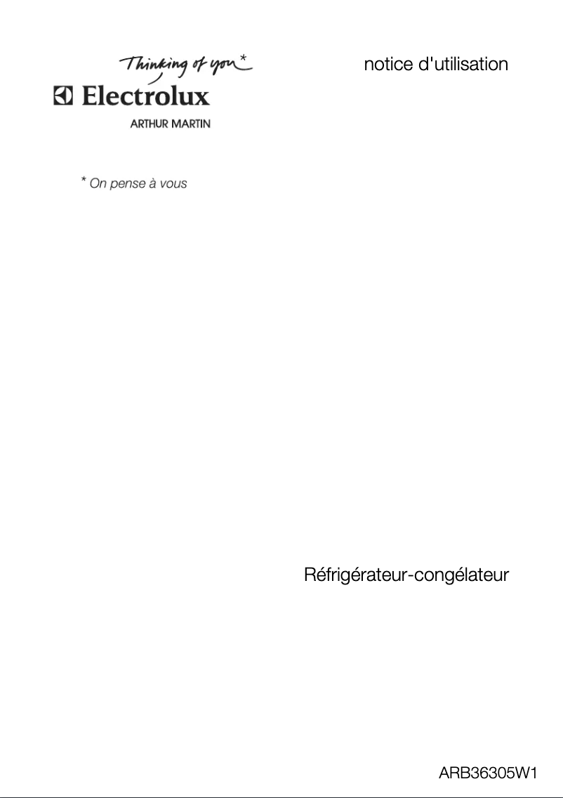 Page n°1 - Manuel utilisateur Arthur Martin-Electrolux ARB36305W