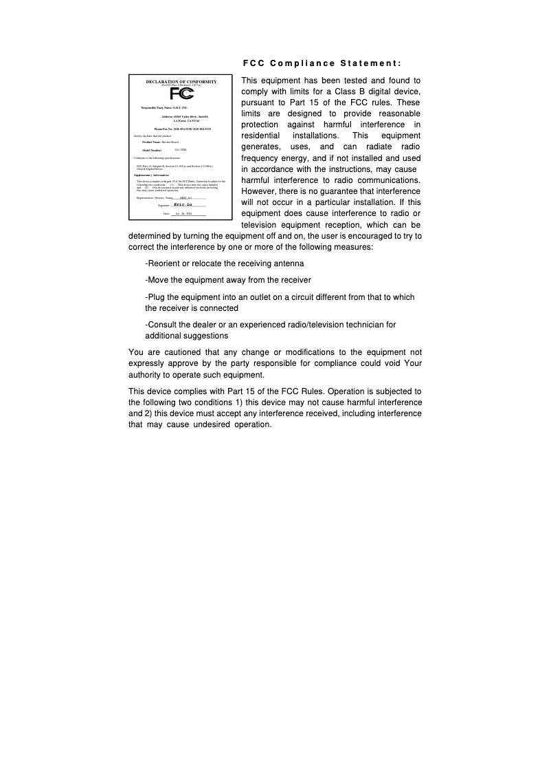 Image de la première page du manuel de l'appareil GA-7ZXE