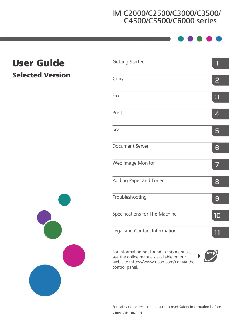 Page 1 de la notice Manuel utilisateur Ricoh IM C3000
