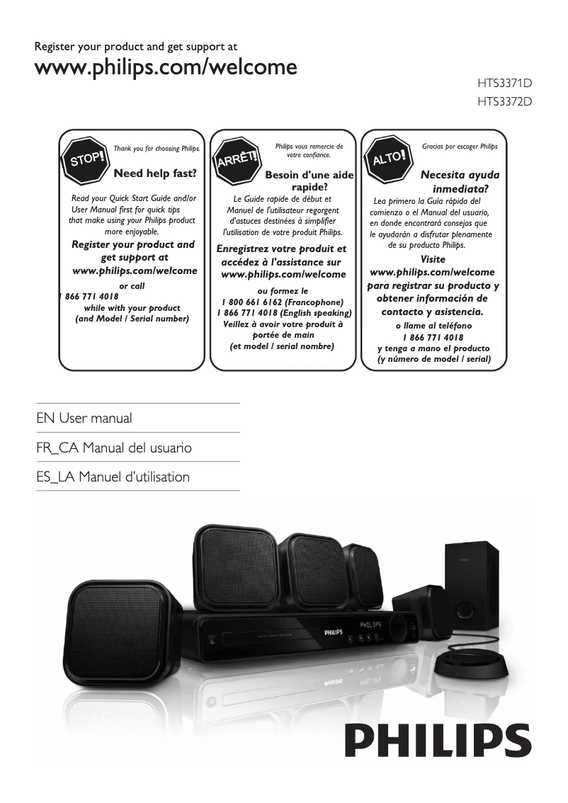 Page 1 de la notice Manuel utilisateur Philips HTS3372D