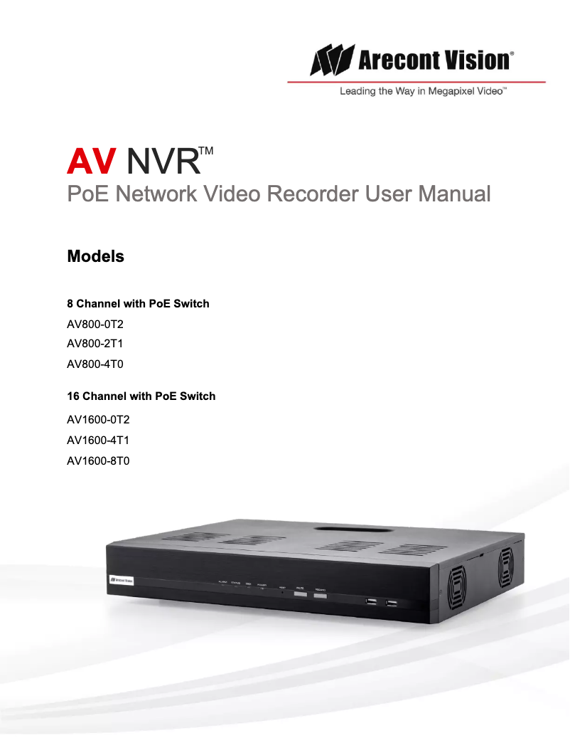 Page 1 de la notice Manuel utilisateur Arecont Vision AV800-0T2