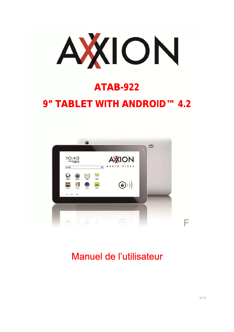 Page n°1 - Manuel utilisateur Axxion ATAB-922