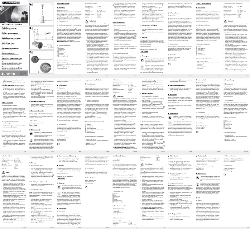 Page 1 de la notice Manuel utilisateur Livarno Lux IAN 94063