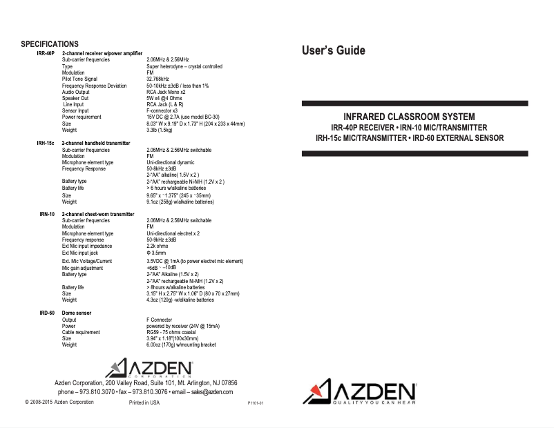 Image de la première page du manuel de l'appareil IRCS-A