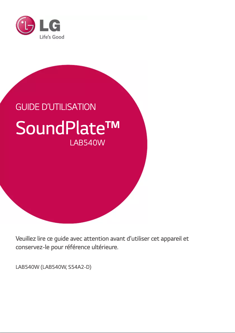Page 1 de la notice Manuel utilisateur LG SoundPlate LAB540W