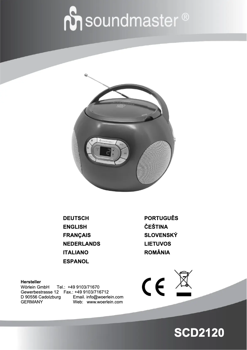 Page n°1 - Manuel utilisateur Soundmaster SCD2120