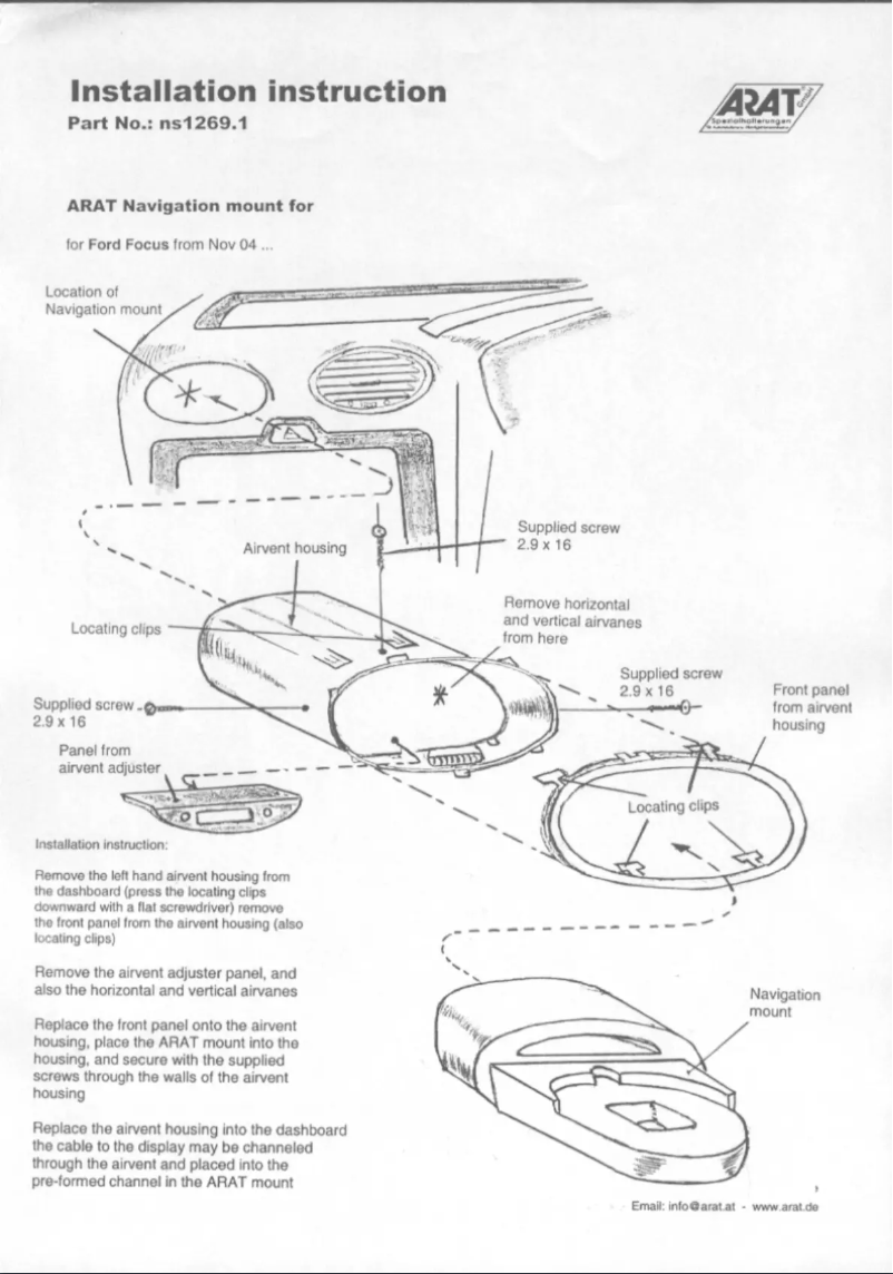 Page 1 de la notice Manuel utilisateur Arat NS1269.1