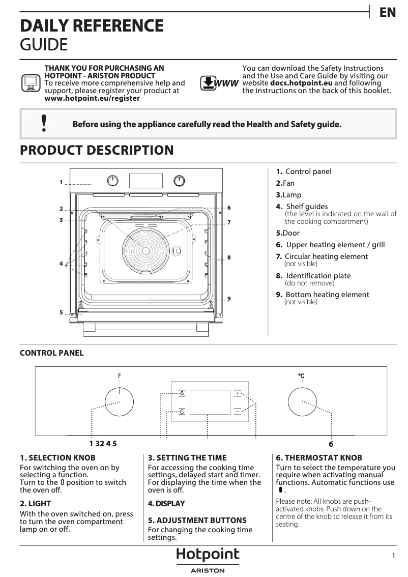 Page 1 of the manual User Manual Hotpoint FA4 841 JC IX HA