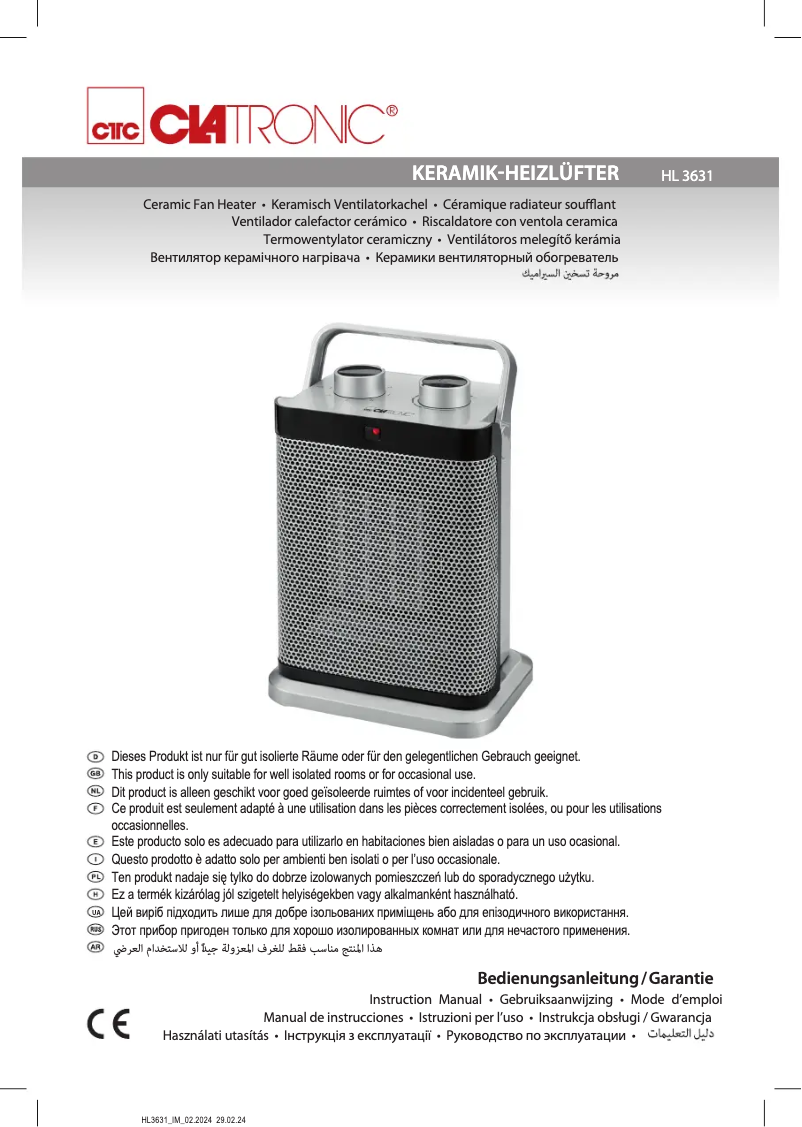 Page 1 de la notice Manuel utilisateur Clatronic HL 3631