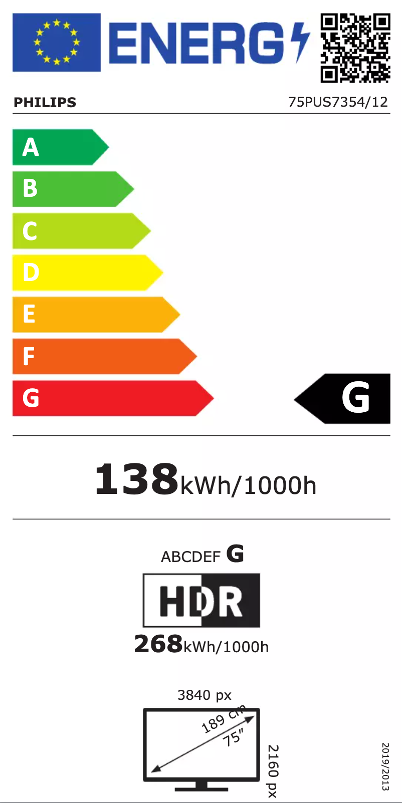 Page 1 of the manual Energy Label Philips 75PUS7354