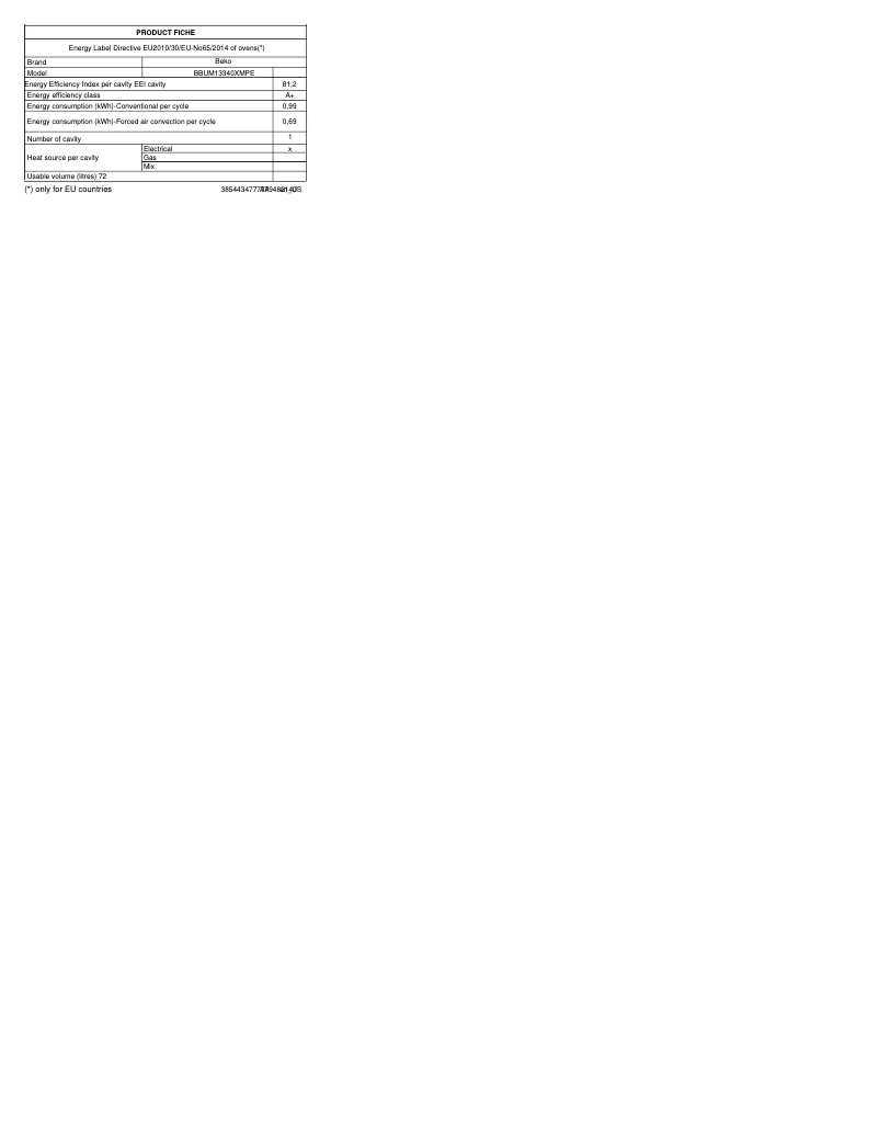Page n°1 - Fiche technique Beko BBUM13340XMPEF