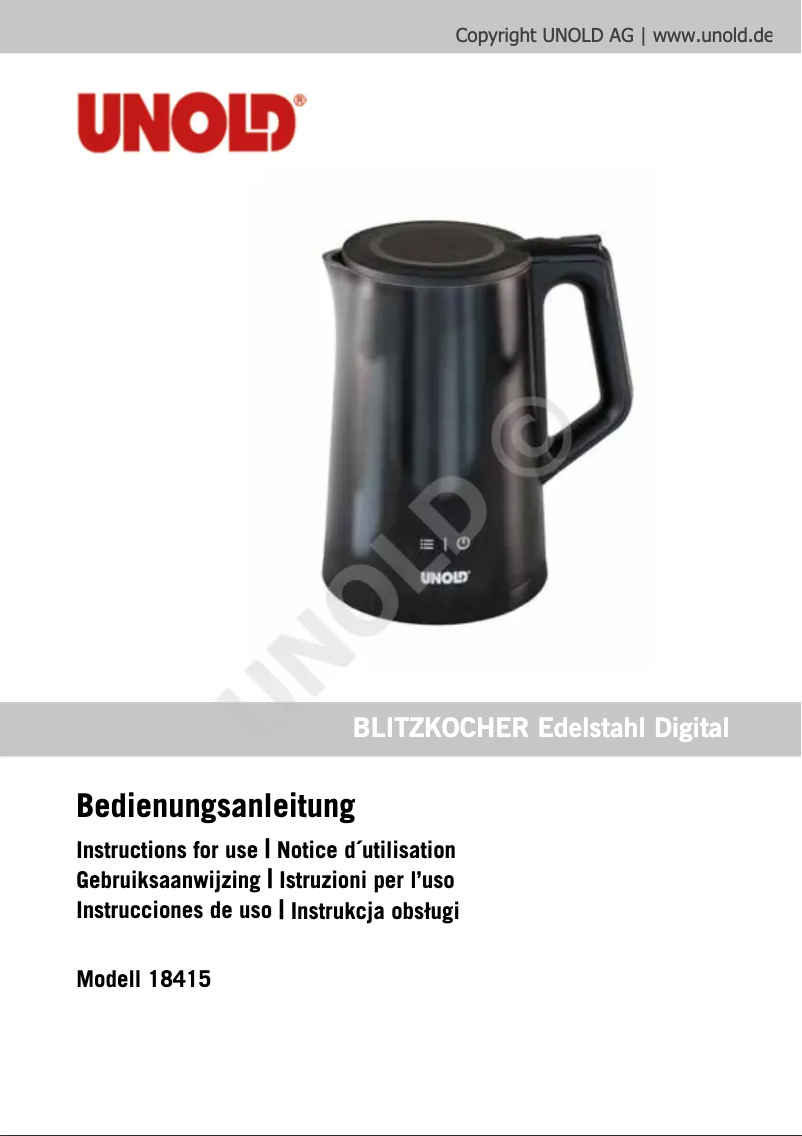Page n°1 - Manuel utilisateur Unold Digital 18415