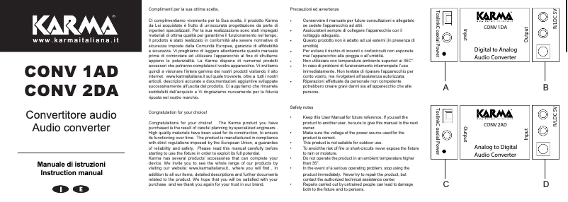 Page 1 de la notice Manuel utilisateur Karma CONV 1DA