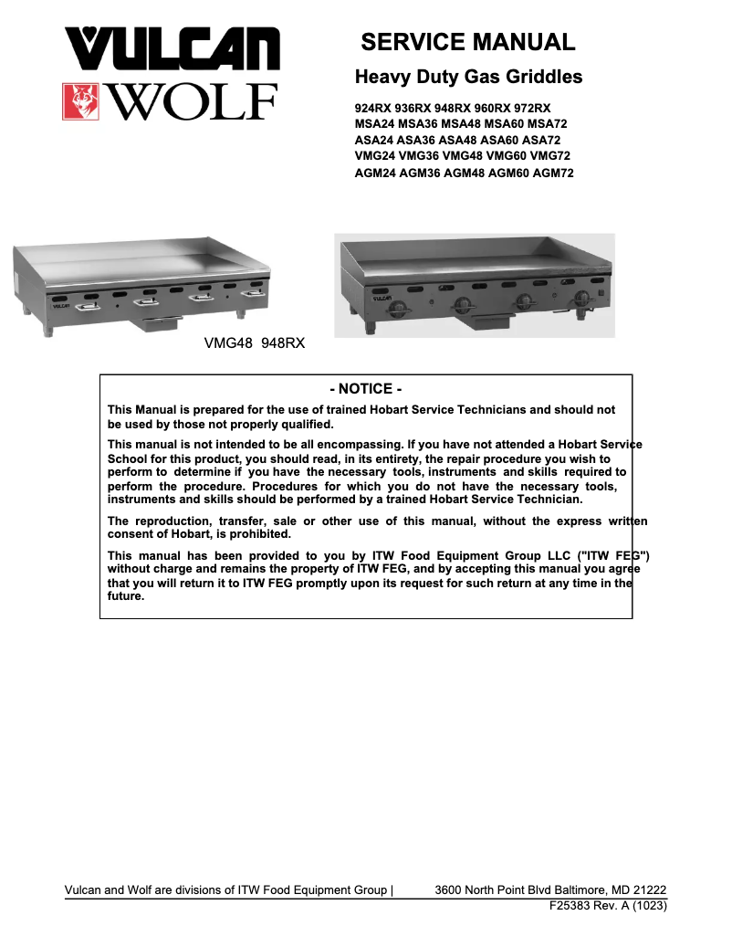 Page 1 of the manual User Manual Vulcan VMG72