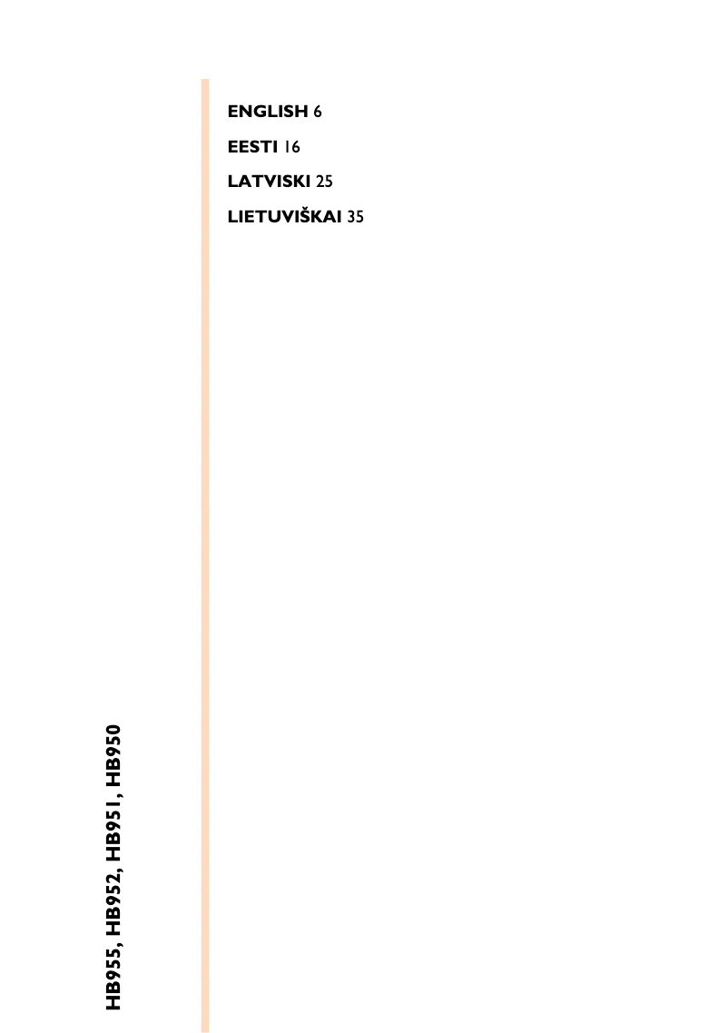 Image de la première page du manuel de l'appareil HB952