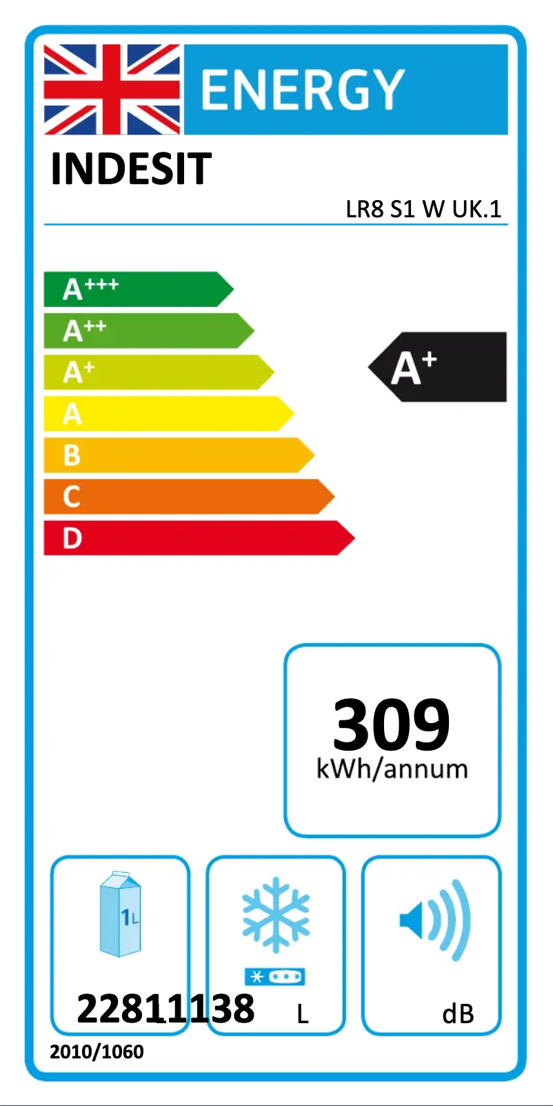 Página 1 del manual Etiqueta energética Indesit LR8 S1 W AQ UK.1