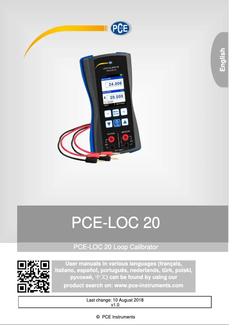 Image de la première page du manuel de l'appareil PCE-LOC 20