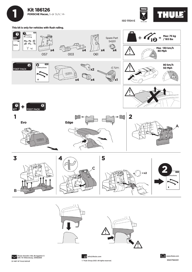 Page 1 de la notice Manuel utilisateur Thule Kit 186126