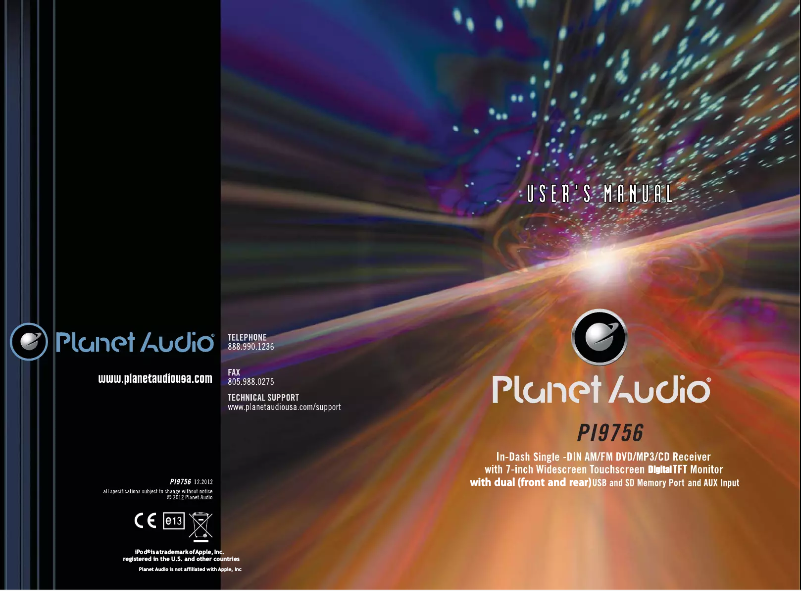 Page n°1 - Manuel utilisateur Planet Audio PI9756