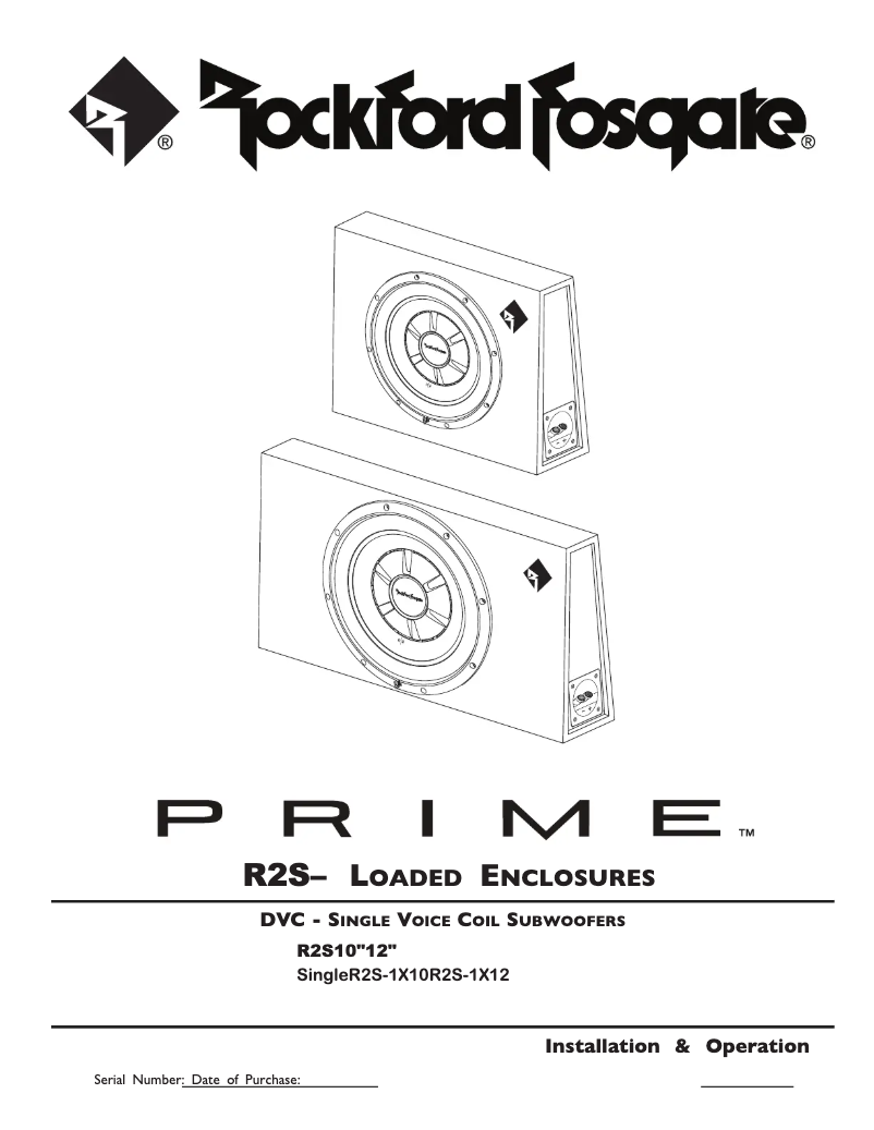 Page n°1 - Manuel utilisateur Rockford Fosgate R2S1X12
