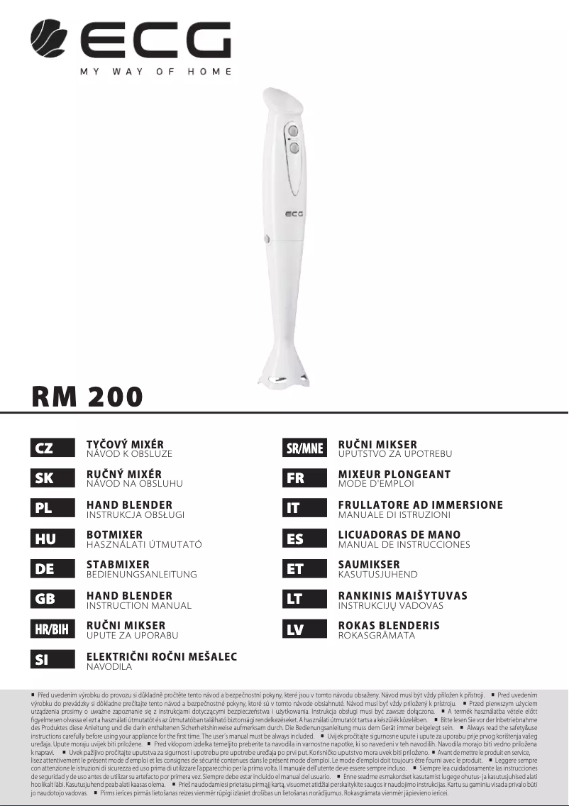 Image de la première page du manuel de l'appareil RM 200