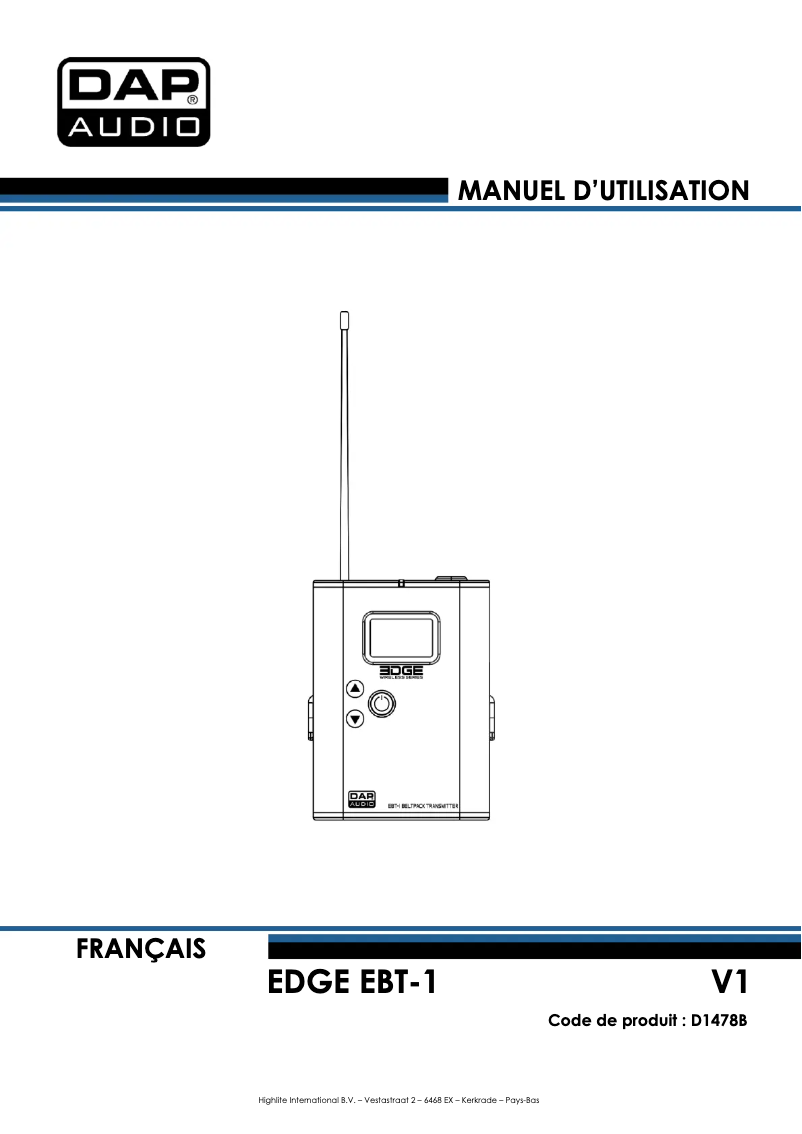 Page n°1 - Manuel utilisateur DAP-Audio EDGE EBT-1