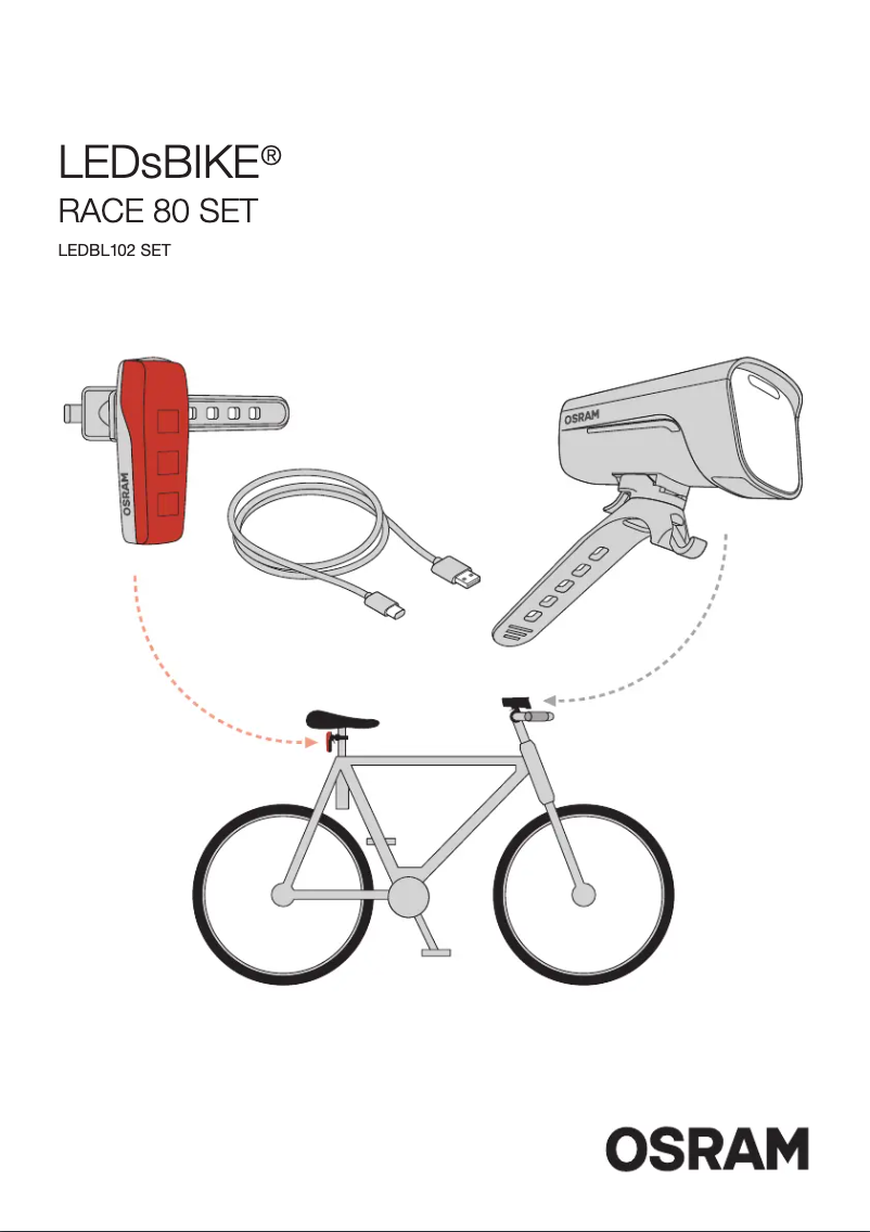 Page 1 de la notice Instructions / montage Osram LEDsBIKE RACE 80 SET