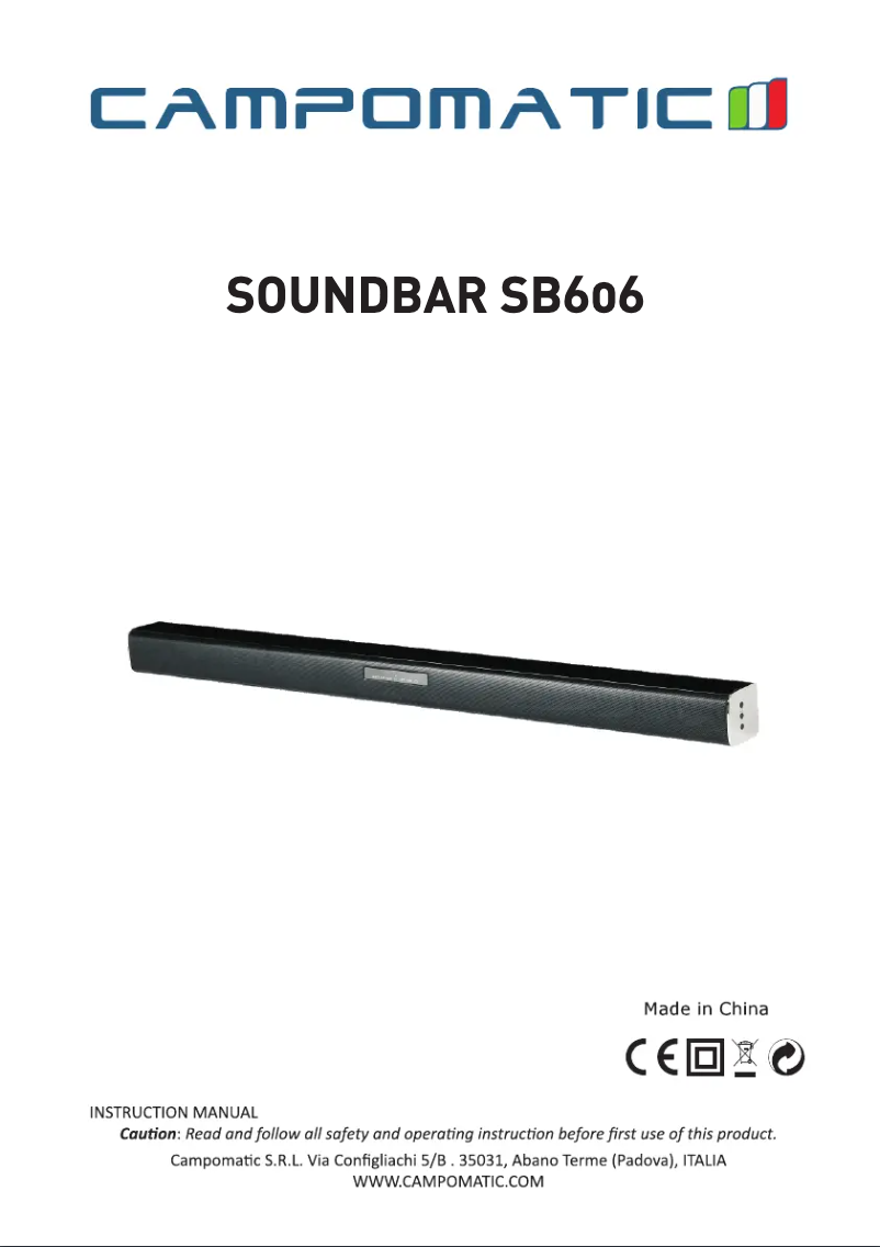 Page 1 de la notice Manuel utilisateur Campomatic SB606