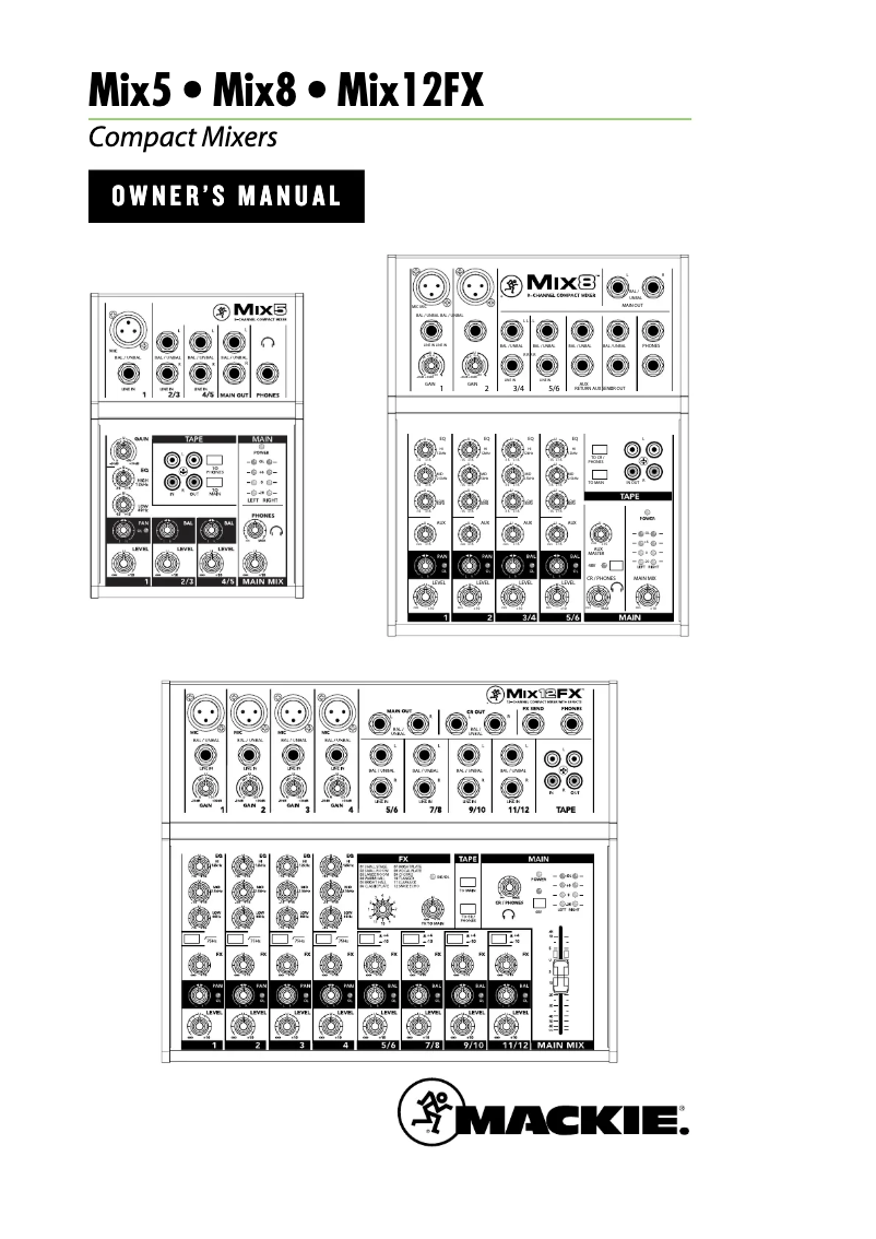 Page 1 de la notice Manuel utilisateur Mackie Mix8
