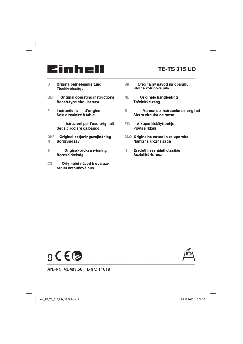 Page 1 of the manual User Manual Einhell TE-HP 170