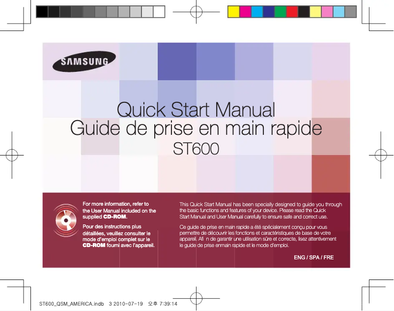 Page 1 de la notice Guide d'installation Samsung ST600