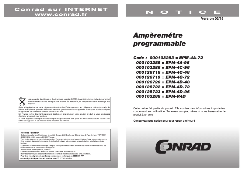 Page n°1 - Manuel utilisateur ENTES EPM-4A-72