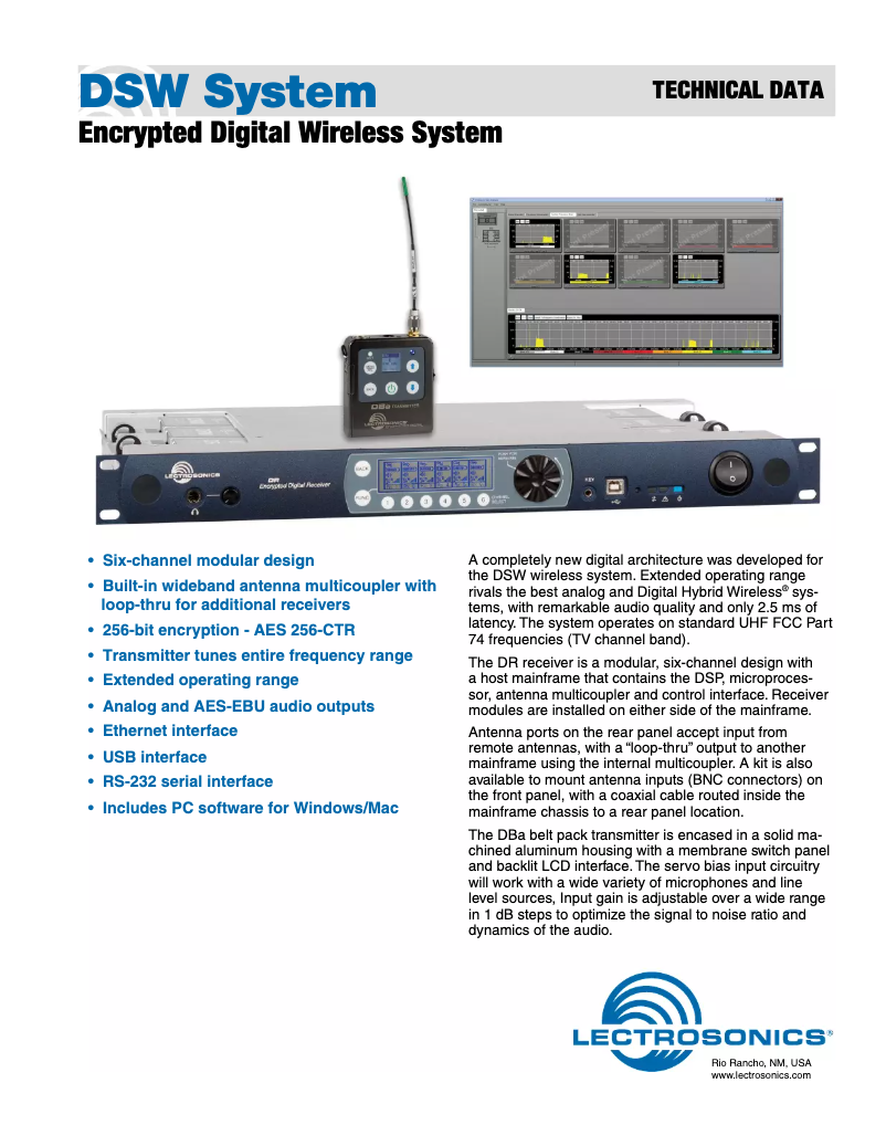 Page 1 de la notice Manuel utilisateur Lectrosonics DRM