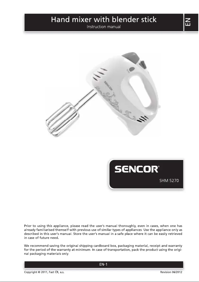 Page 1 de la notice Manuel utilisateur Sencor SHM 5270