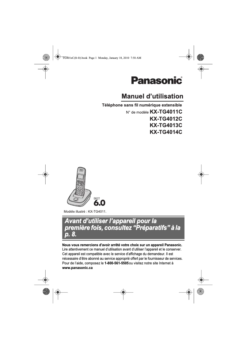 Página 1 del manual Manual de usuario Panasonic KX-TG4012