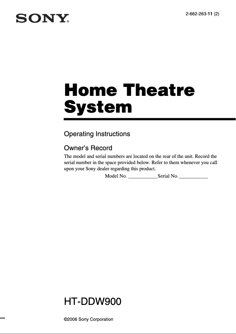 Página 1 del manual Manual de usuario Sony HT-DDW900