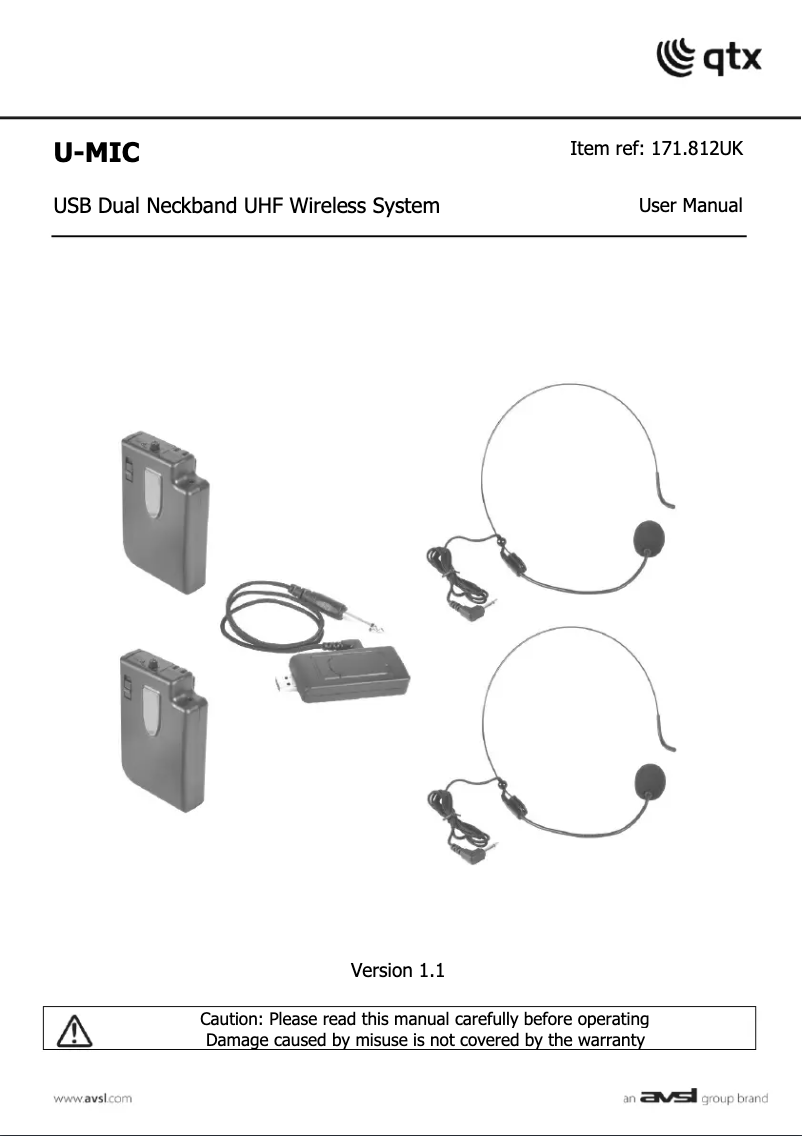 Page 1 de la notice Manuel utilisateur Qtx U-Mic 171.812UK