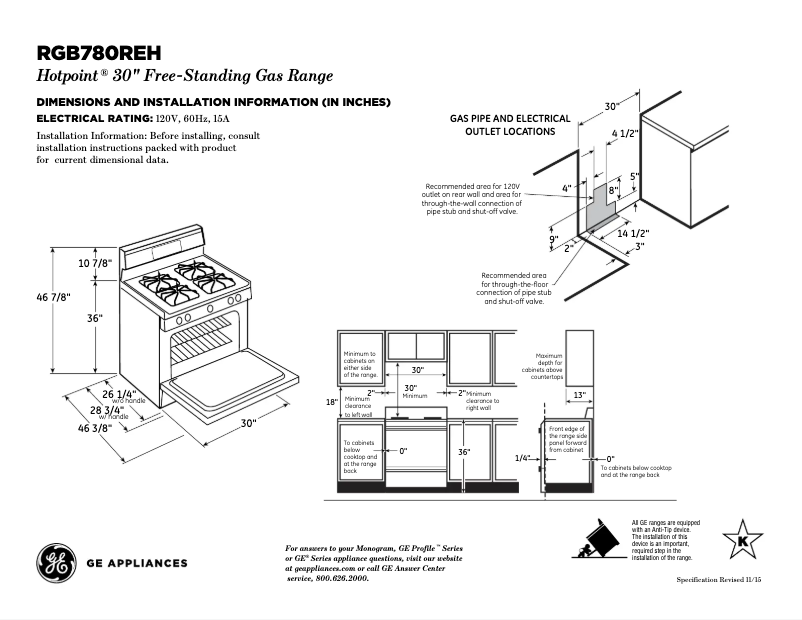 Page 1 de la notice Fiche technique Hotpoint RGB780REHSS