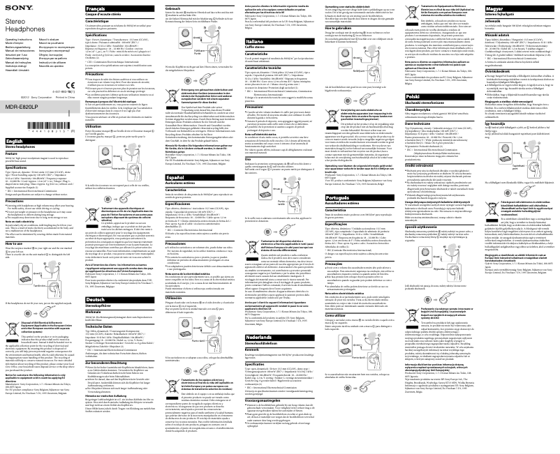 Imagen de la primera página del manual del dispositivo MDR-E820LP