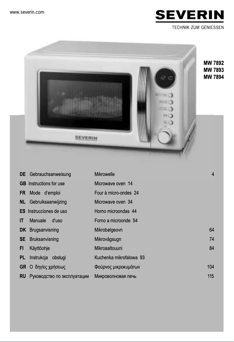 Page n°1 - Fiche technique Severin MW 7893