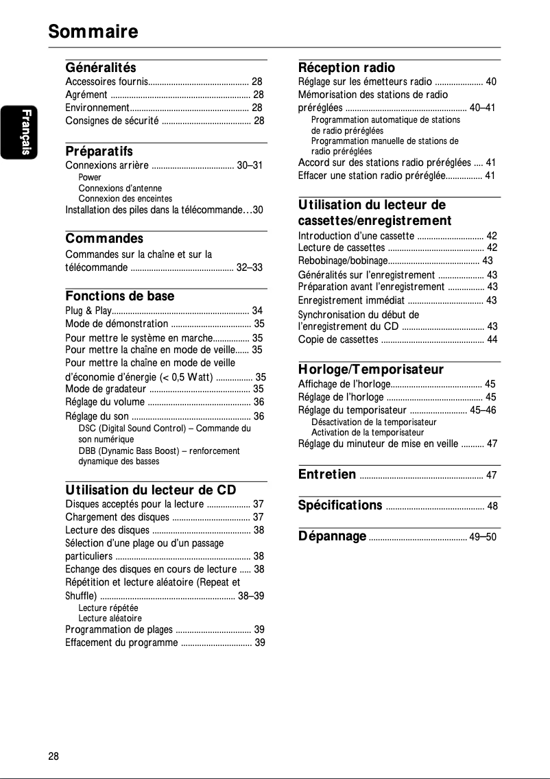 Page n°1 - Manuel utilisateur Philips FW-C155