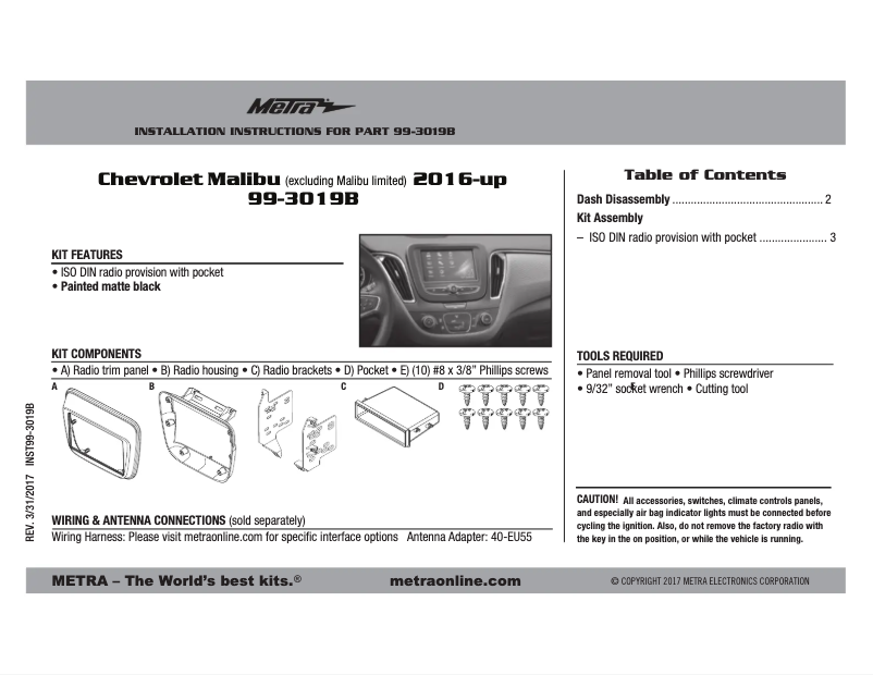 Página 1 del manual Manual de instrucciones Metra 99-3019B