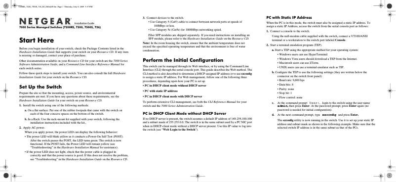Page n°1 - Guide d'installation Netgear FSM7328PS