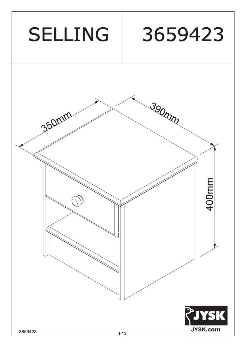 Page 1 de la notice Manuel utilisateur JYSK Selling