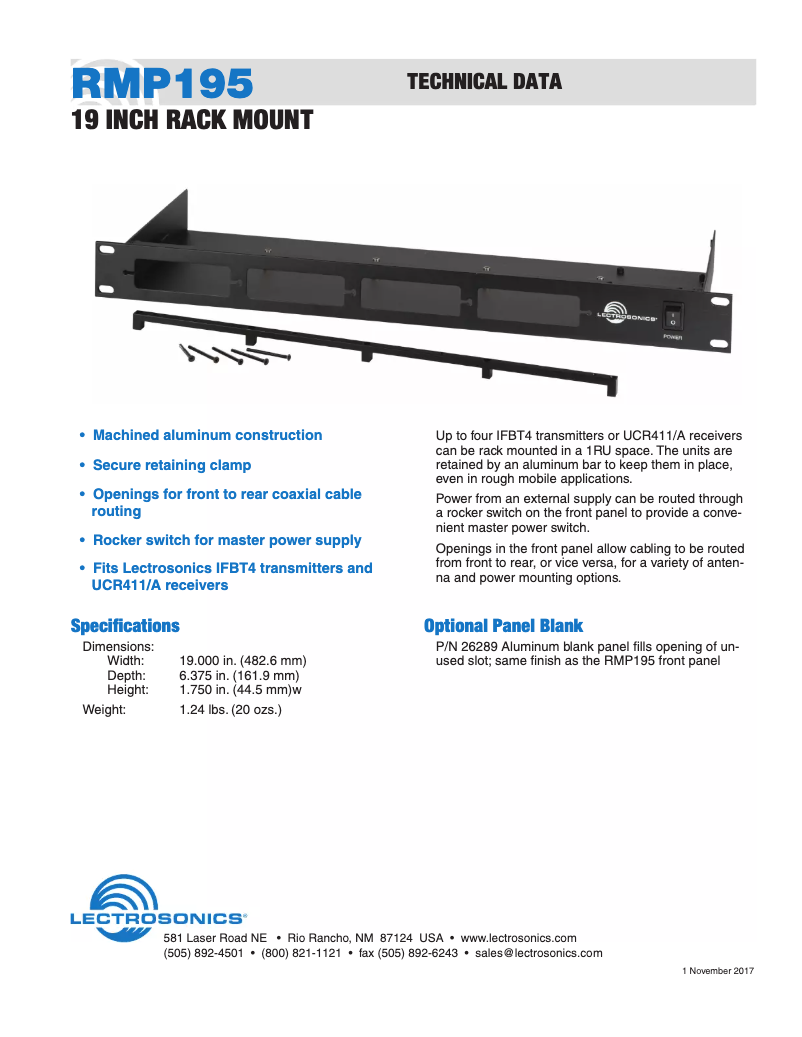 Page n°1 - Manuel utilisateur Lectrosonics RMP195