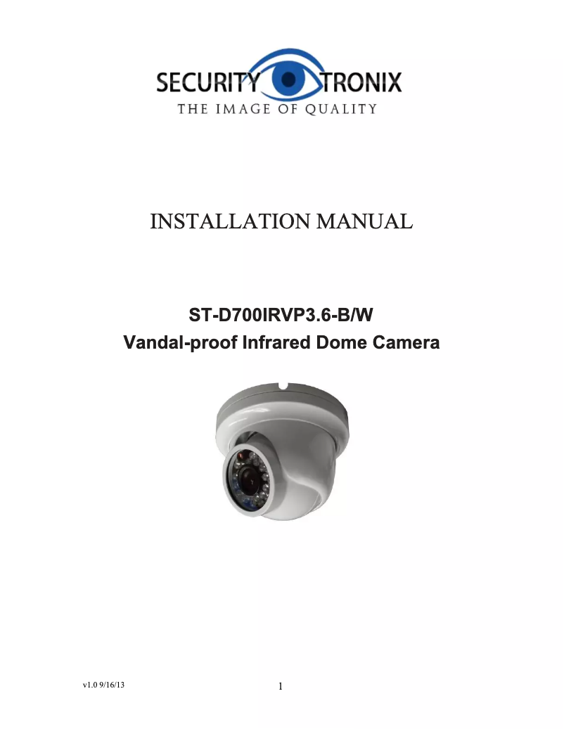 Page n°1 - Manuel utilisateur Security Tronix ST-D700IRVP3.6-B