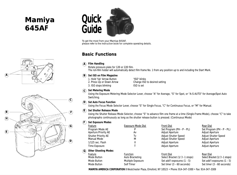 Image de la première page du manuel de l'appareil 645 AF