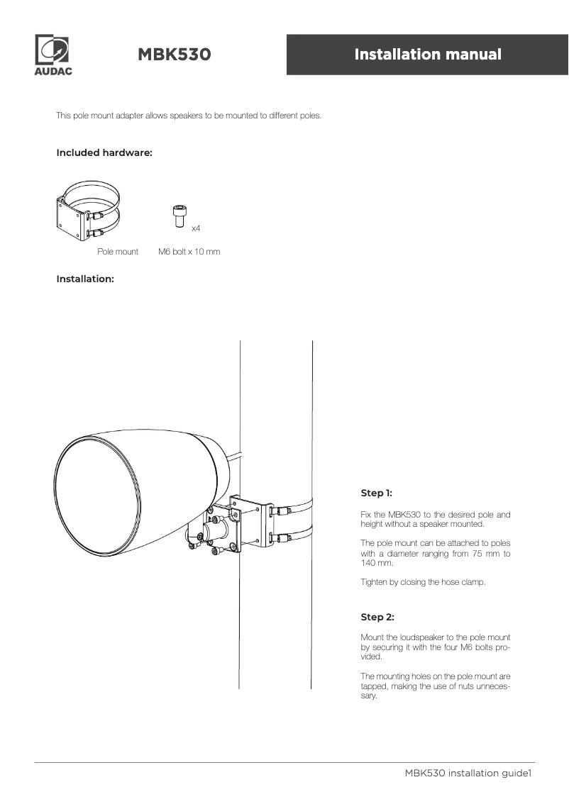 Page 1 de la notice Manuel utilisateur Audac MBK530