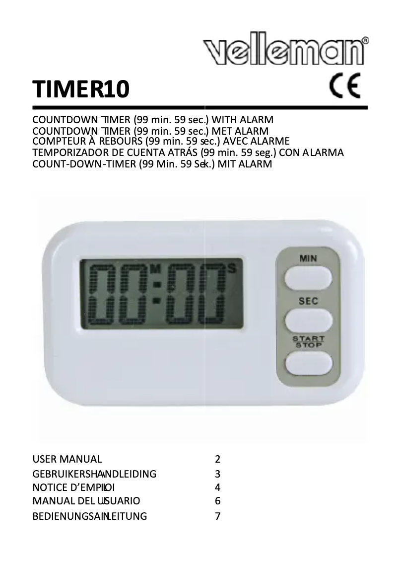 Imagen de la primera página del manual del dispositivo TIMER10