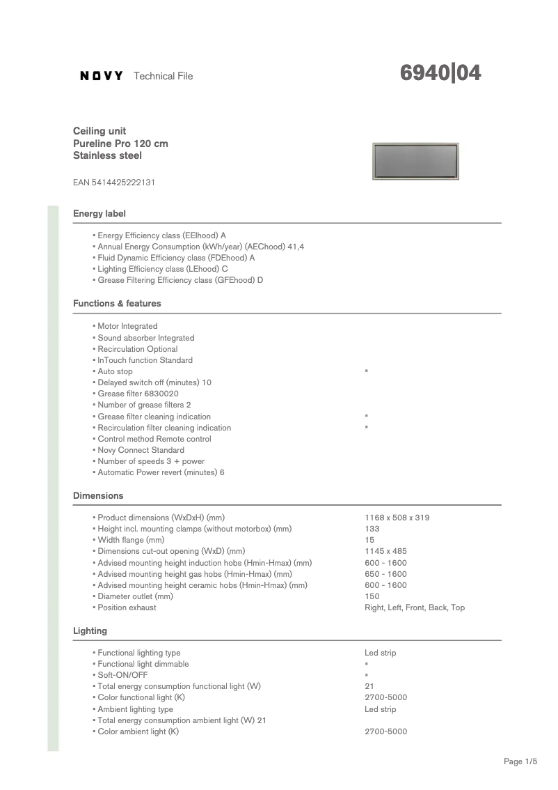 Image de la première page du manuel de l'appareil Pureline Pro 6940